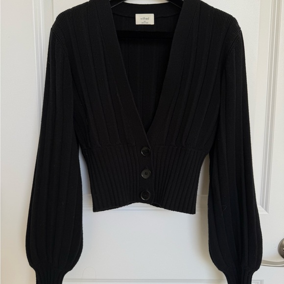 Aritzia Wilfred Black Plunge Front Wool Cardigan (XS) - Picture 6 of 9